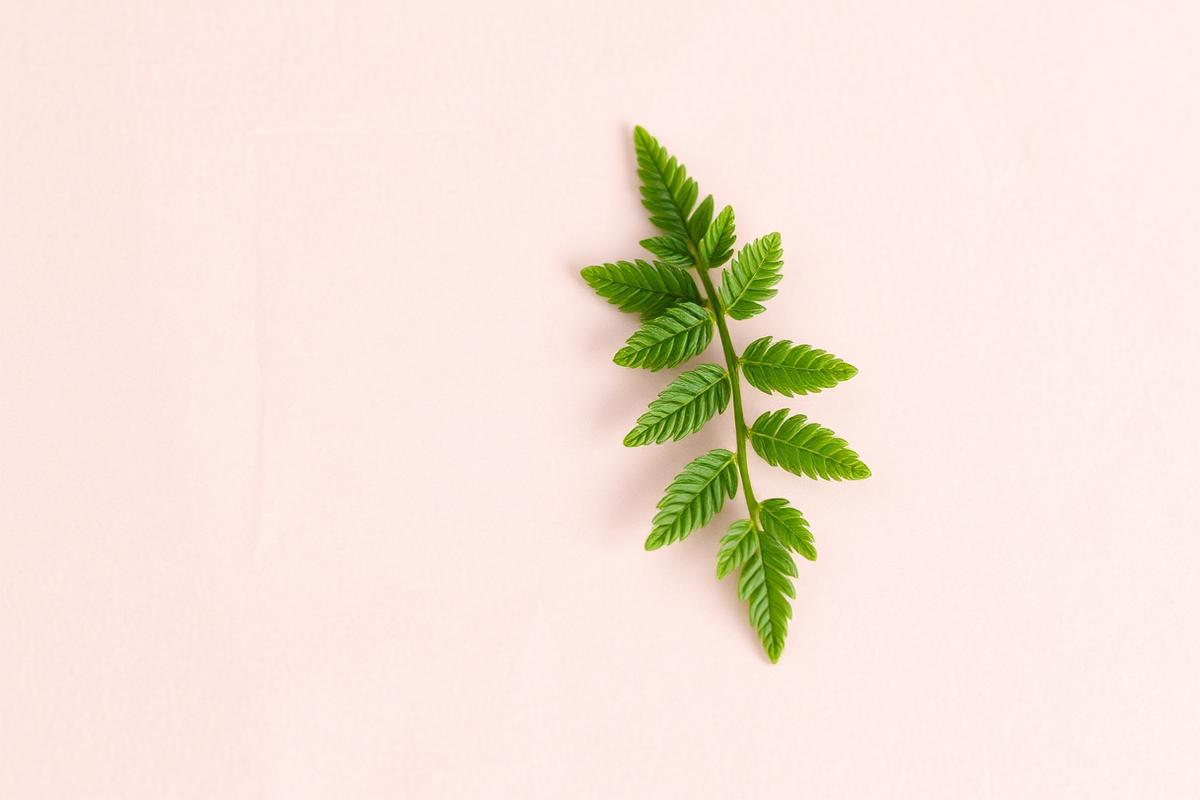 FSC certified recyclable tissue paper with green fern leaf on pink background