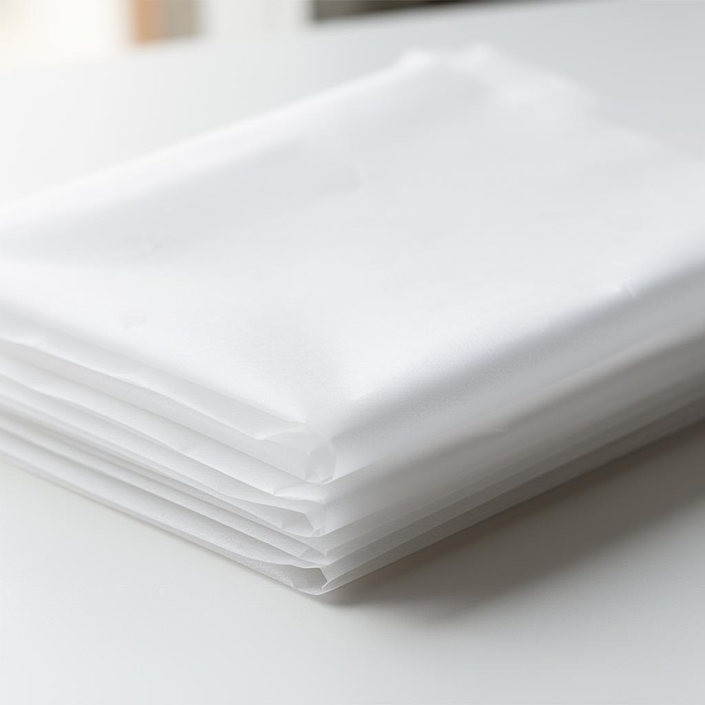 Close-up texture of responsibly sourced custom tissue paper showing premium wood pulp fibre quality