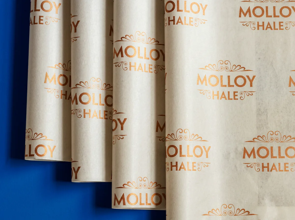 Custom tissue paper printing methods — spot colour and full colour CMYK branded tissue paper